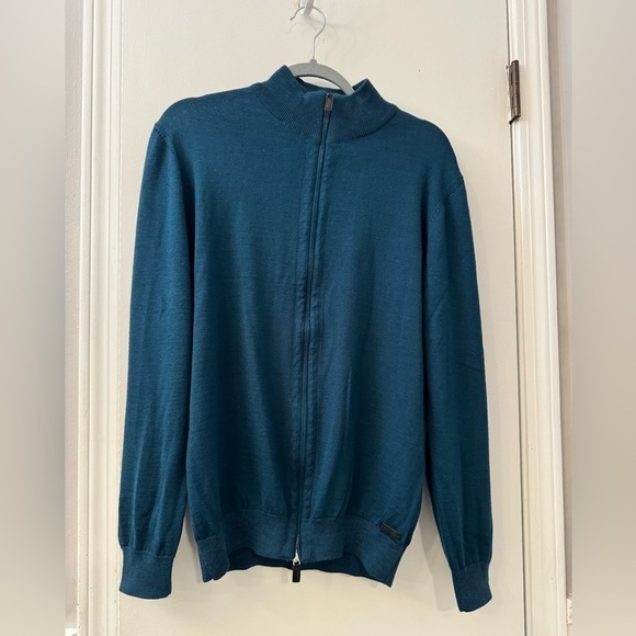 Bigotti Men’s Zip up Mock Neck Wool Blend Cardigan Sweater Zip Up Size S - Picture 2 of 14